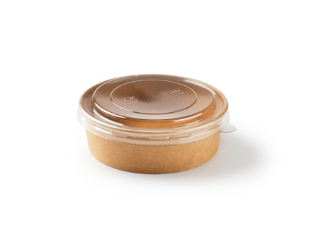 500ml Kraft Bowls & Rpet Lids - Packed in 300s - F2GBOL500