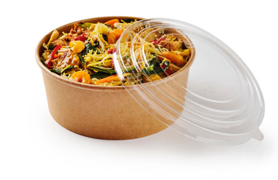 750ml Kraft Bowls & Rpet Lids - Packed in 300s - F2GBOL750